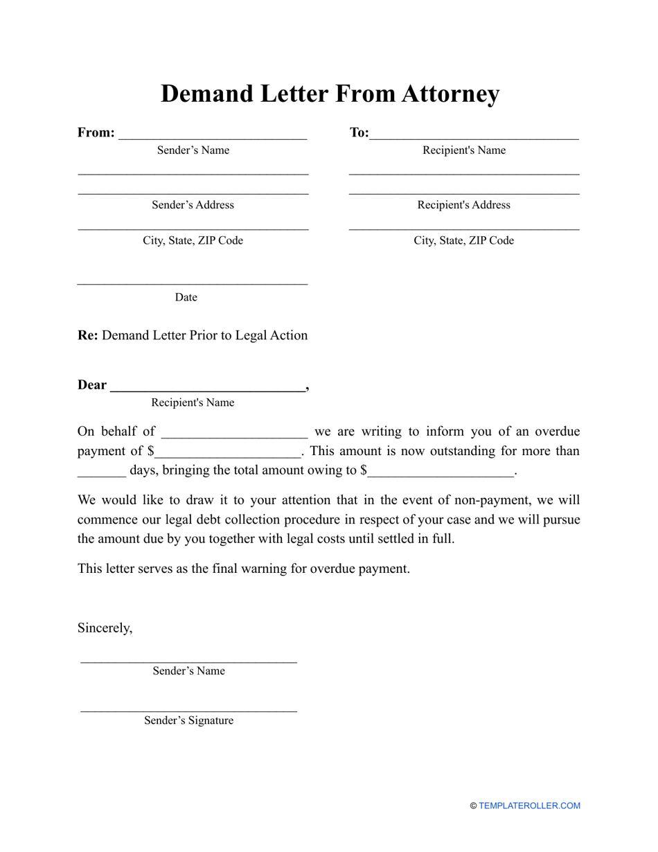 Demand Letter From Attorney Template, Page 1