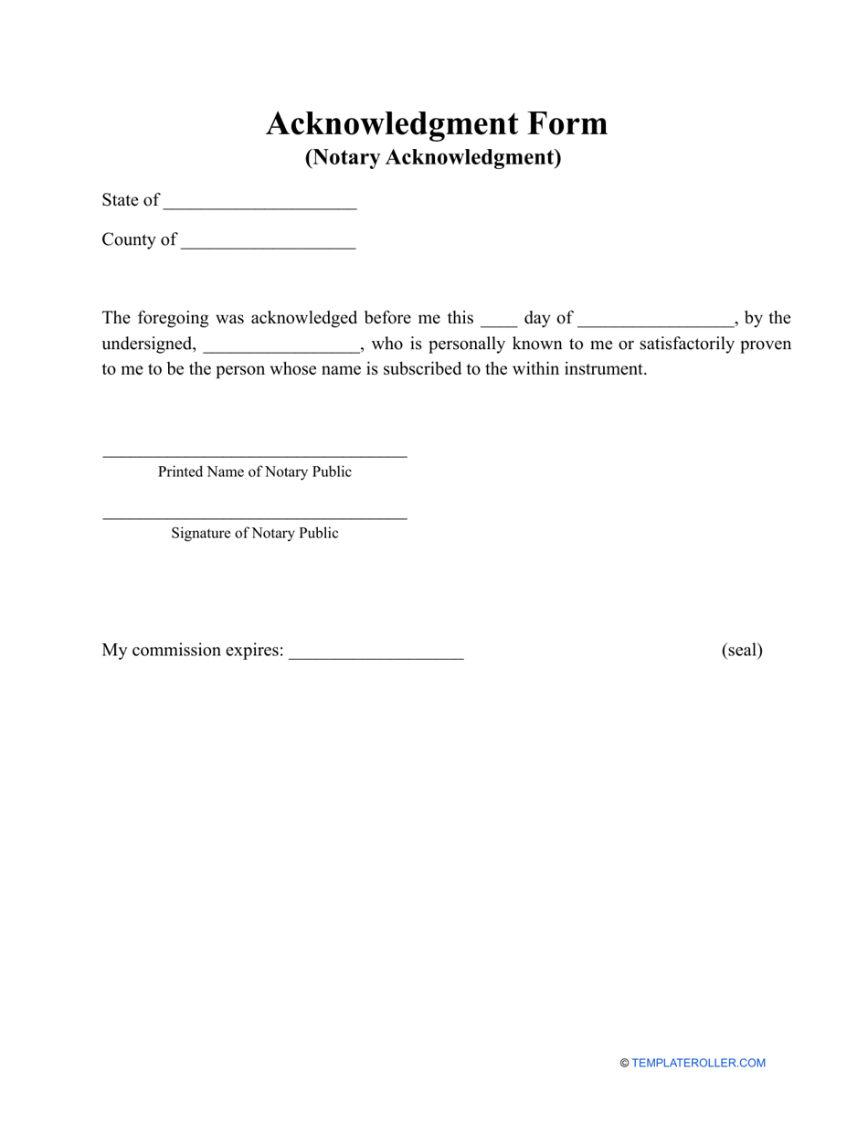 Acknowledgment Form, Page 1