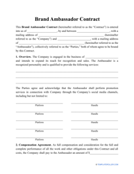 Document preview: Brand Ambassador Contract Template
