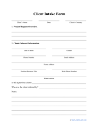 Document preview: Client Intake Form - Black and White