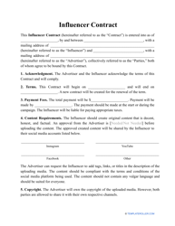 &quot;Influencer Contract Template&quot;
