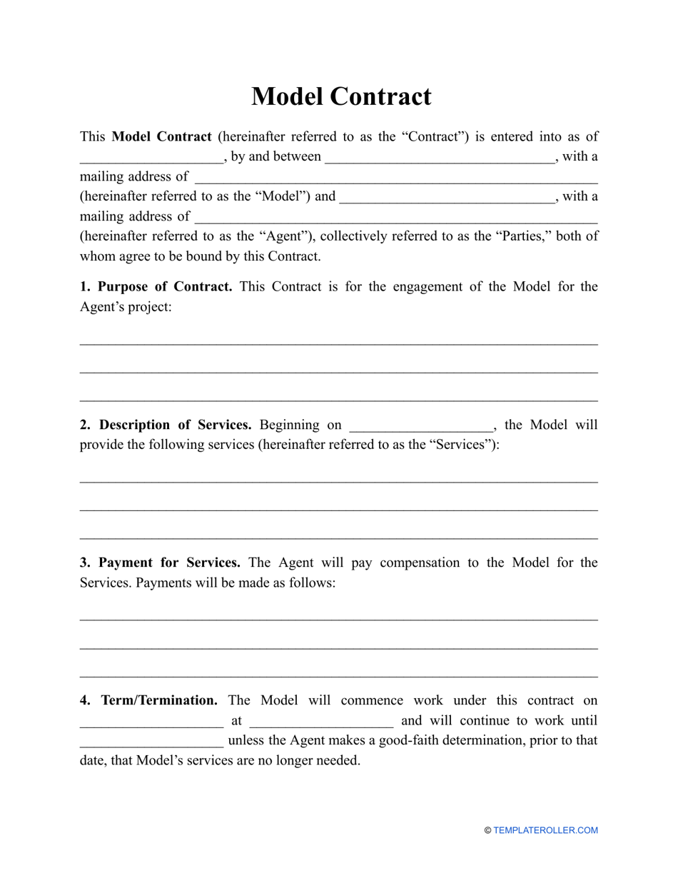 Model Contract Template, Page 1