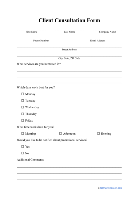 Client Consultation Form Download Pdf