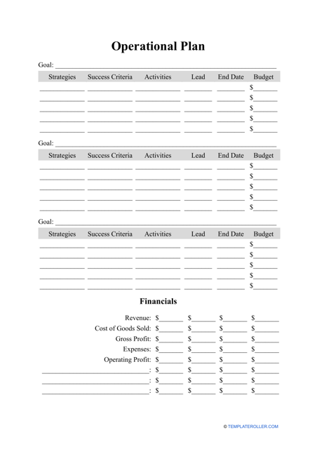 &quot;Operational Plan Template&quot; Download Pdf