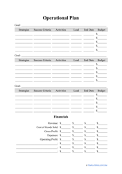 &quot;Operational Plan Template&quot;