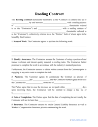 &quot;Roofing Contract Template&quot;