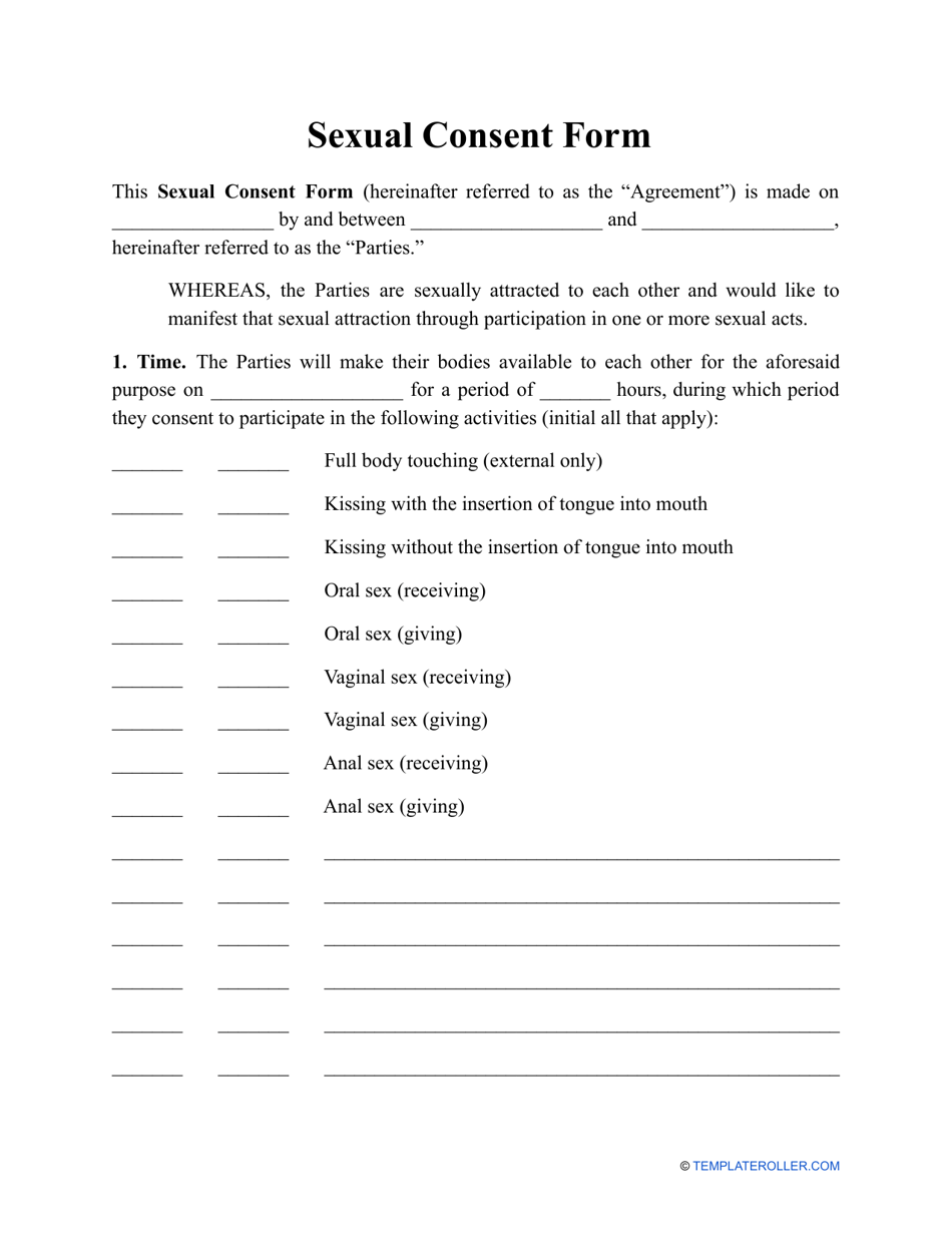 Sexual Consent Form, Page 1