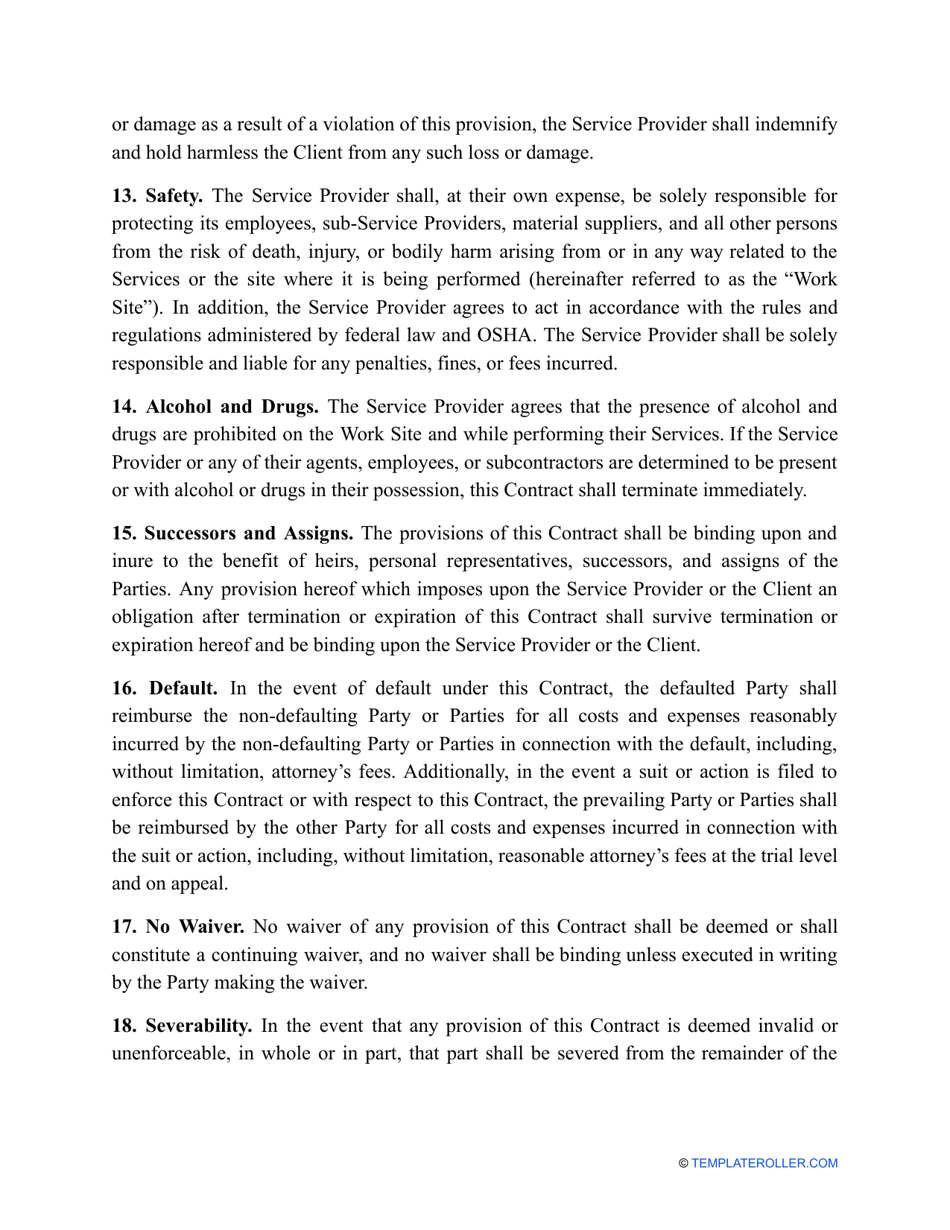 Snow Removal Contract Template, Page 4