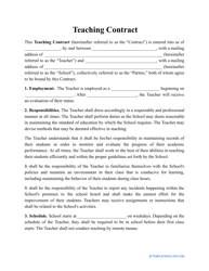 Document preview: Teaching Contract Template
