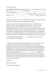 Document preview: Parenting Agreement Template