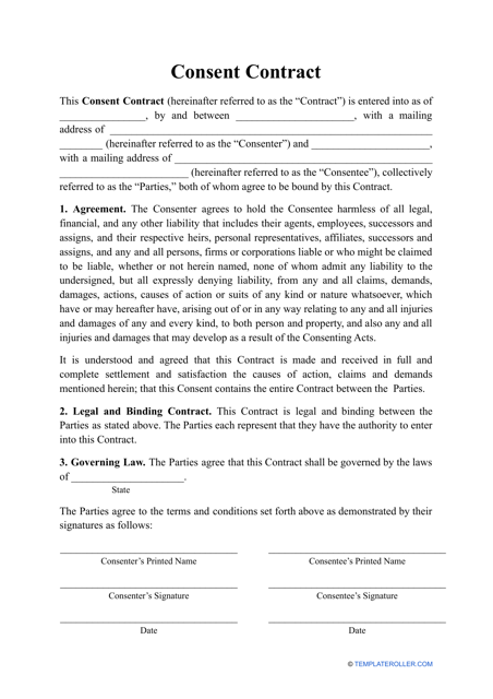 Consent Contract Template Download Pdf