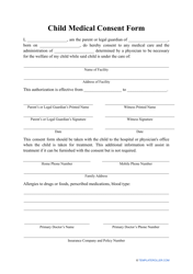 Document preview: Child Medical Consent Form