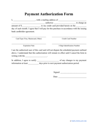 Document preview: Payment Authorization Form