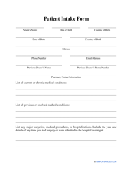 Patient Intake Form - With Family Medical History