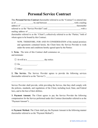 &quot;Personal Service Contract Template&quot;