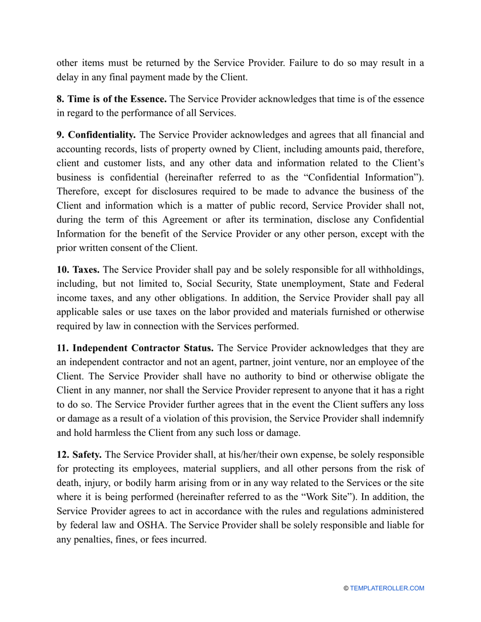 Professional Services Agreement Template, Page 3