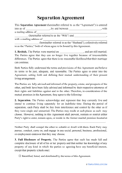 Document preview: Separation Agreement Template