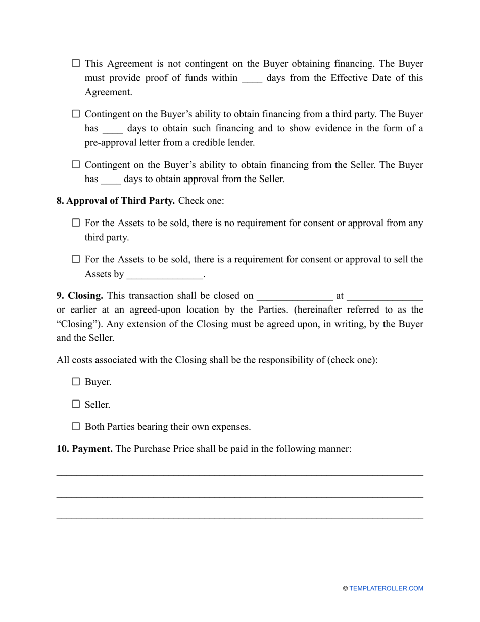 Asset Purchase Agreement Template, Page 3