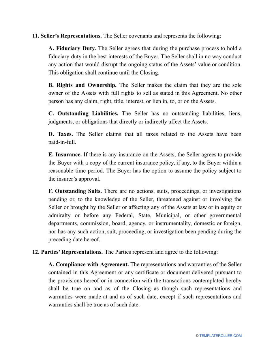 Asset Purchase Agreement Template, Page 4