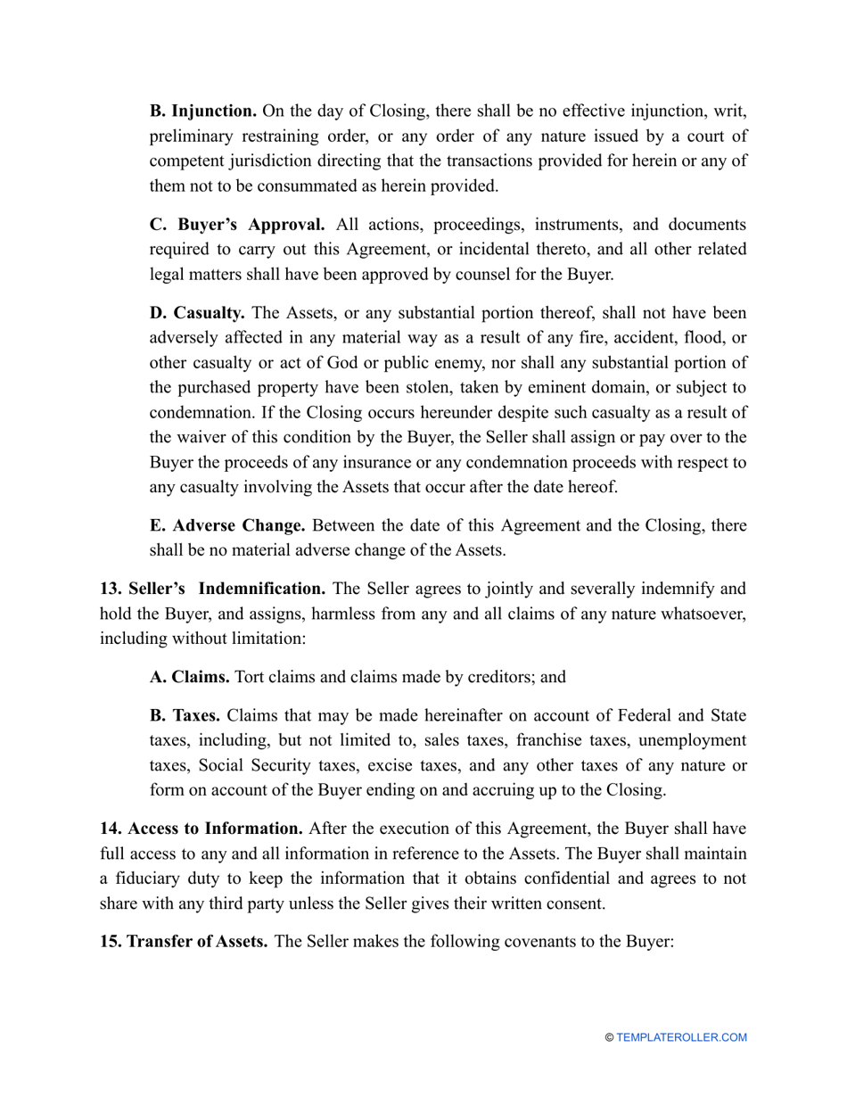 Asset Purchase Agreement Template, Page 5