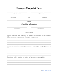 Document preview: Employee Complaint Form