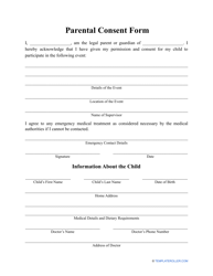 Document preview: Parental Consent Form