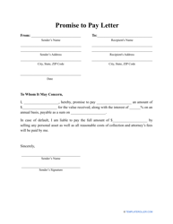 Document preview: Promise to Pay Letter Template