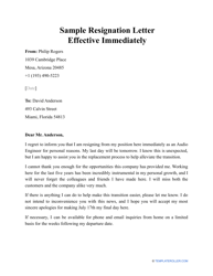 Document preview: Sample Resignation Letter Effective Immediately