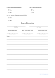 Insurance Verification Form, Page 2