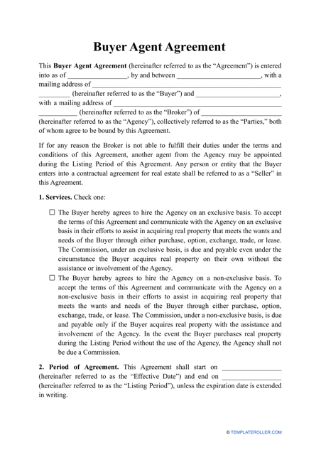 Buyer Agent Agreement Template Download Pdf