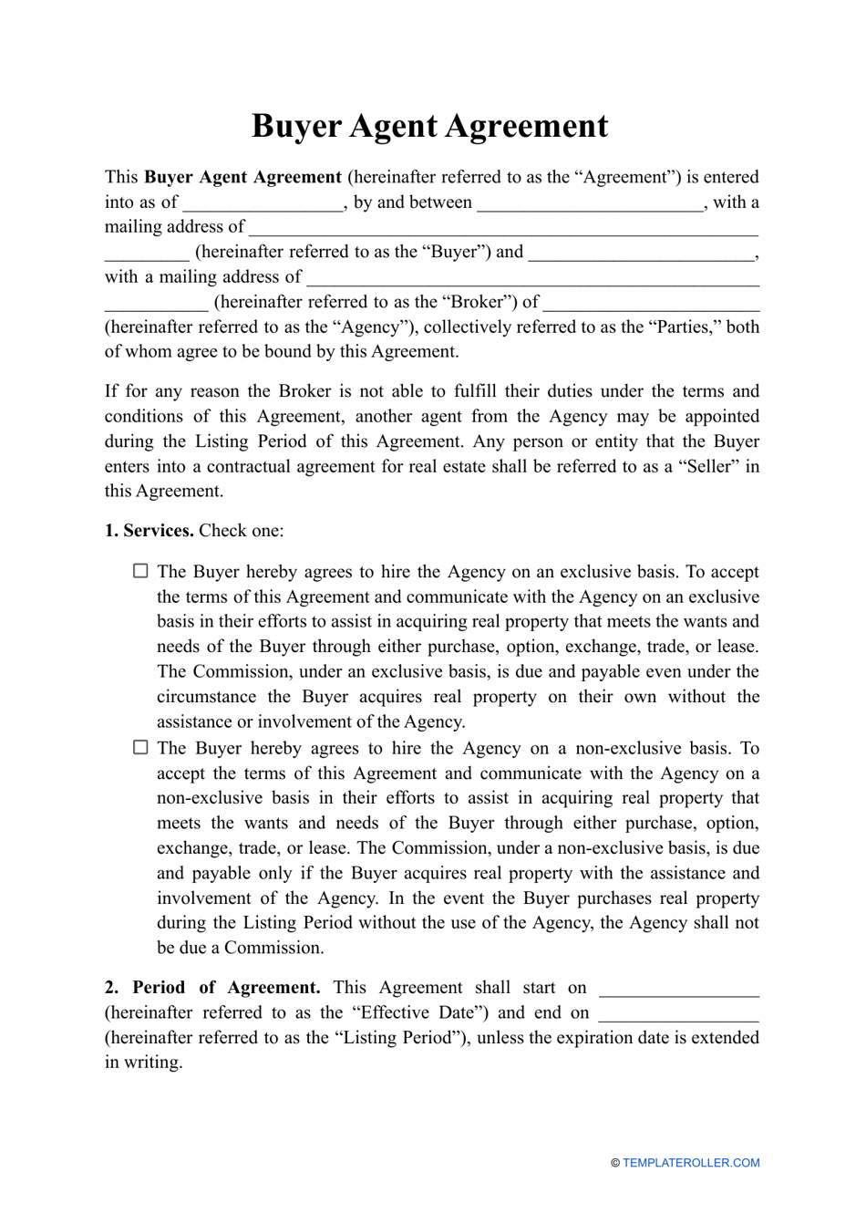 Buyer Agent Agreement Template, Page 1