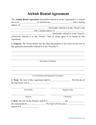 Document preview: Airbnb Rental Agreement Template