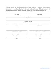 Healthcare Surrogate Form, Page 2
