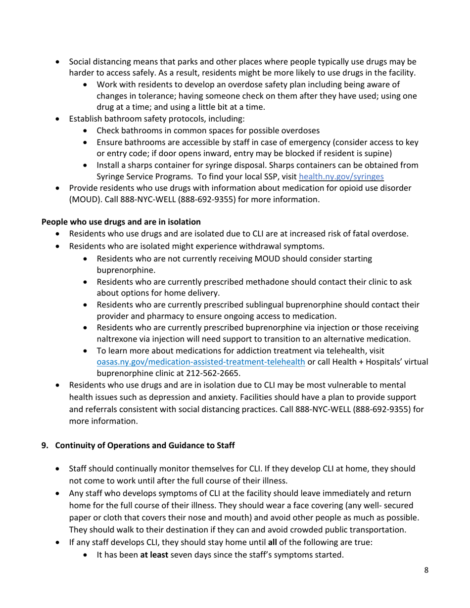 Covid-19: Guidance for Congregate Settings - New York City, Page 8