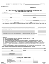 Document preview: Form RW1133 Application by Foreign Personal Representative to Set Inheritance Tax - Maryland