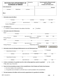 Form MPC140 &quot;Petition for Appointment of Guardian of Minor&quot; - Massachusetts