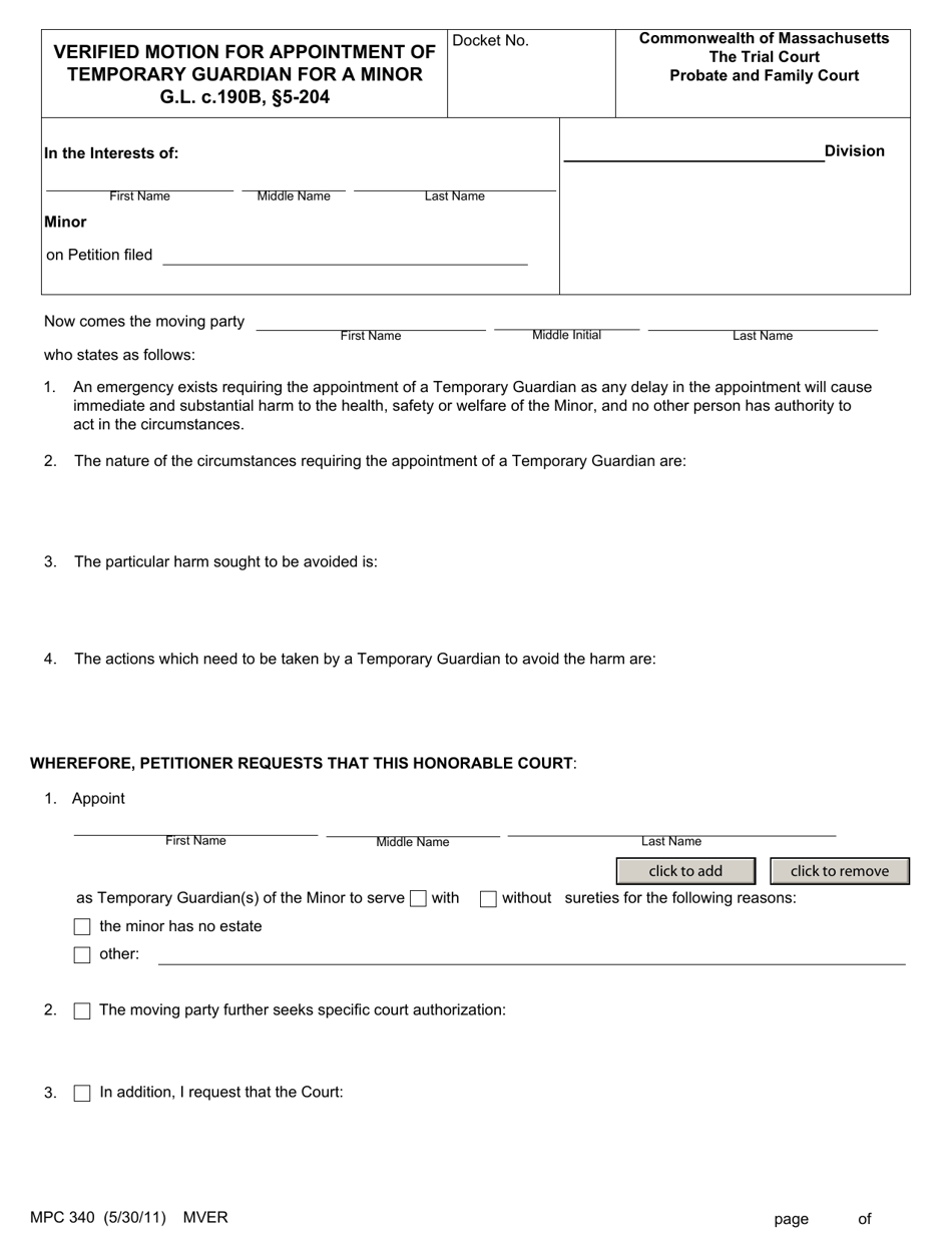 Form MPC340 Fill Out, Sign Online and Download Fillable PDF