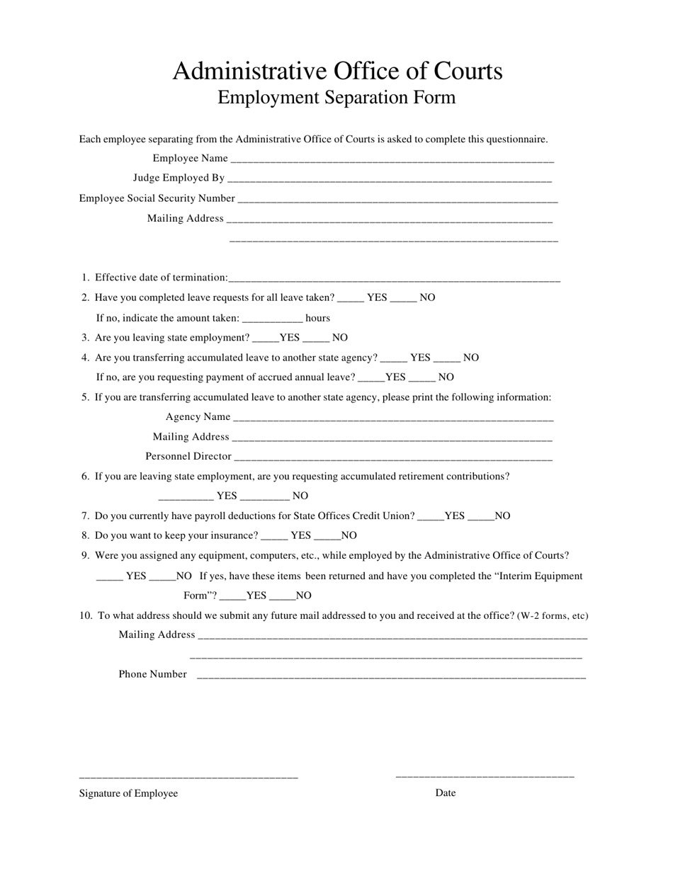 Work/personal Separation Mississippi Employment Separation Form - Fill Out, Sign Online and ...