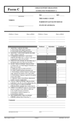 Document preview: Form C Worksheet A Child Support Obligation Guidelines - East Baton Rouge Parish, Louisiana