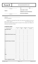 Document preview: Form H Detailed Descriptive List - East Baton Rouge Parish, Louisiana