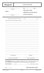 Document preview: Form N Stipulation Form - Louisiana