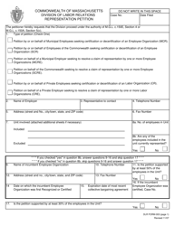 DLR Form 003 &quot;Representation Petition&quot; - Massachusetts