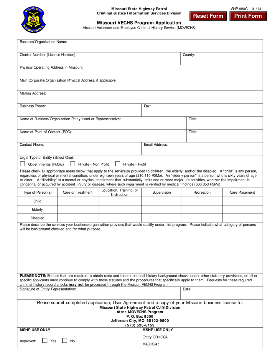 Form SHP-980C - Fill Out, Sign Online and Download Fillable PDF ...