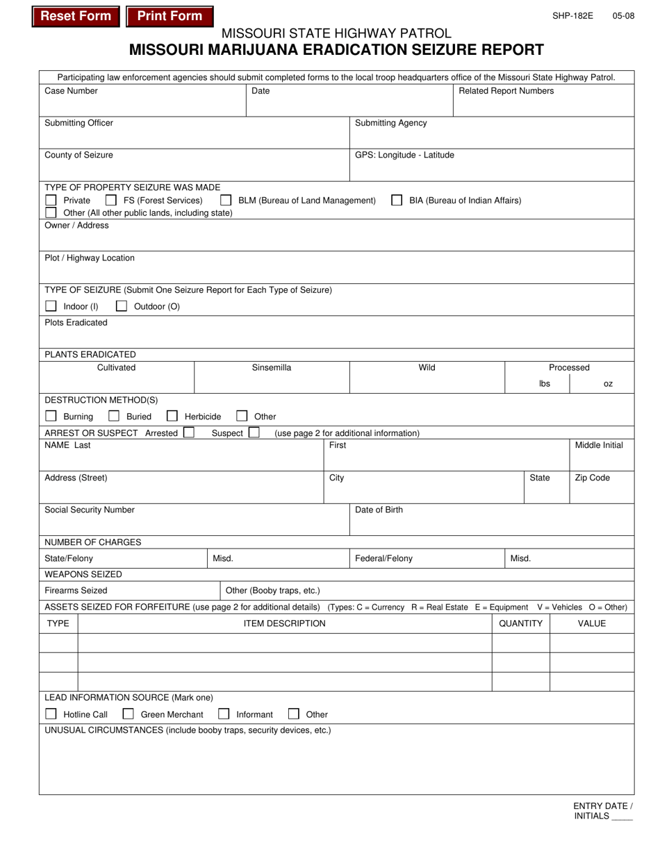 Form SHP-182E - Fill Out, Sign Online and Download Fillable PDF ...