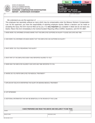 Document preview: Form MO300-0306 Workers' Compensation Investigation Report - Supervisor Statement - Missouri