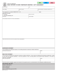 Document preview: Form MO300-1798 Early Return to Work Temporary Modified - Duty Assignment - Missouri