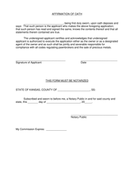 &quot;Application for Pawnbroker's or Precious Metal Dealer's License&quot; - Kansas, Page 5