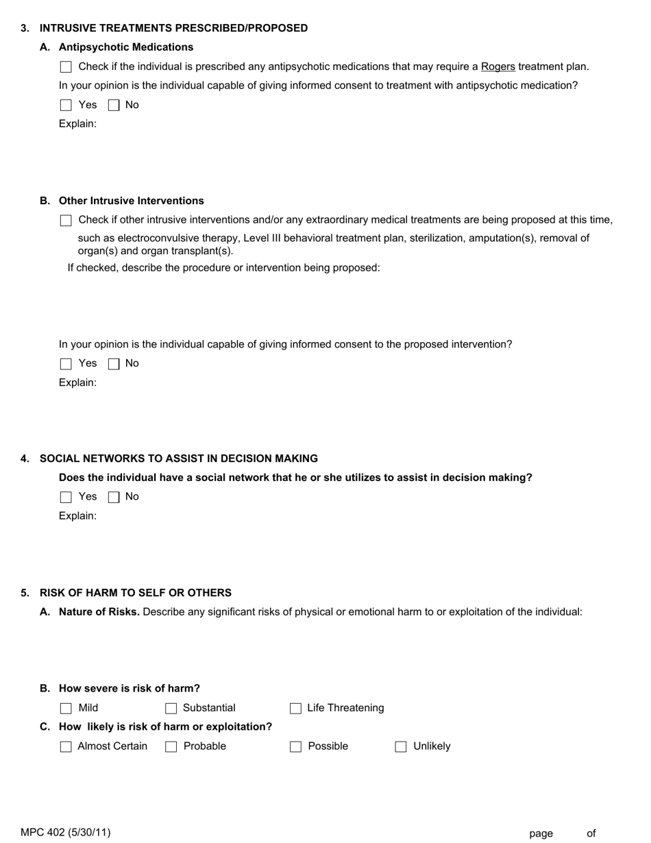Form MPC402 Clinical Team Report - Massachusetts, Page 3