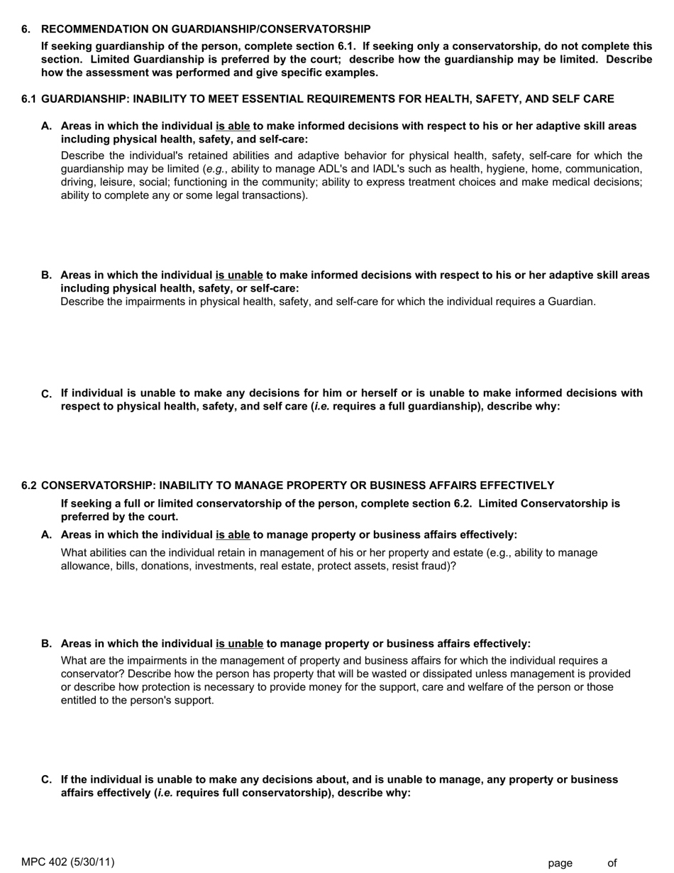 Form MPC402 Clinical Team Report - Massachusetts, Page 4