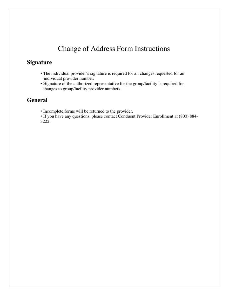 Provider Change of Address Form - Mississippi, Page 1